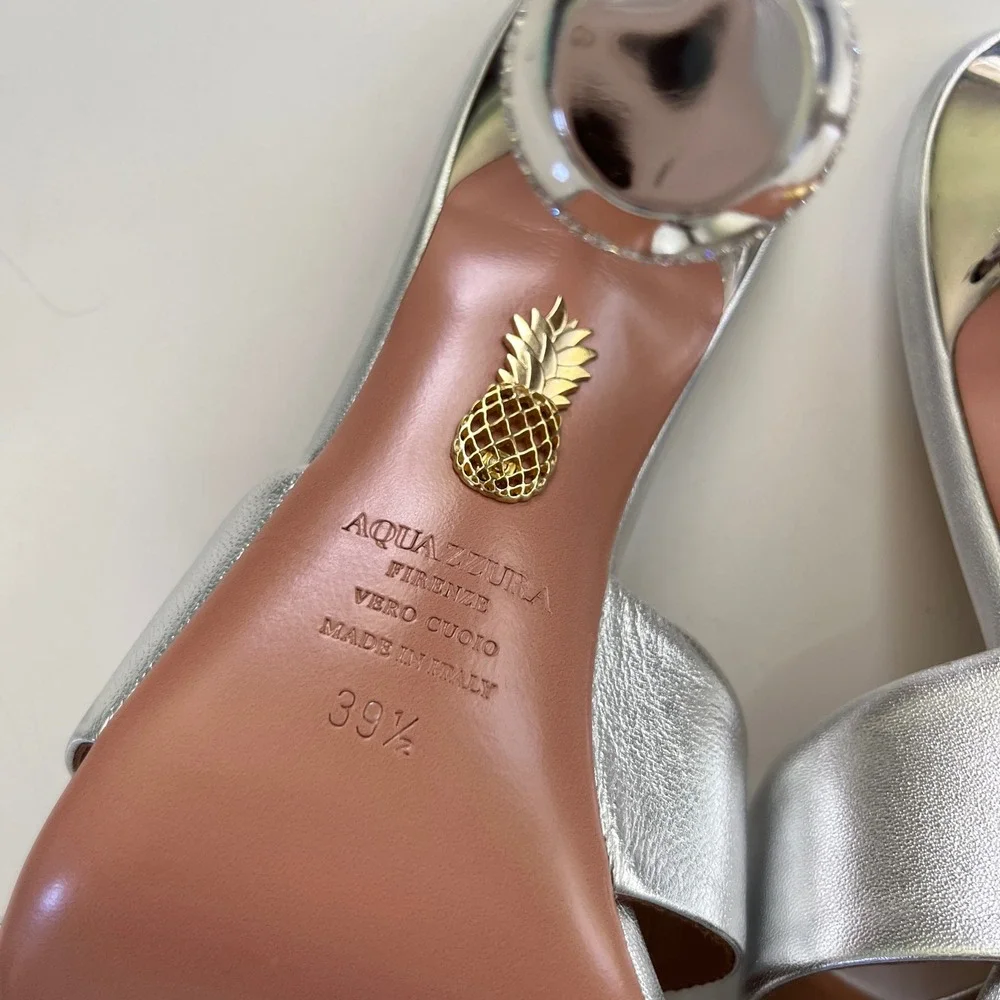 Aquazzura 10th Anniversary Yes Darling 95 Mule in Silver - Picture 11 of 13